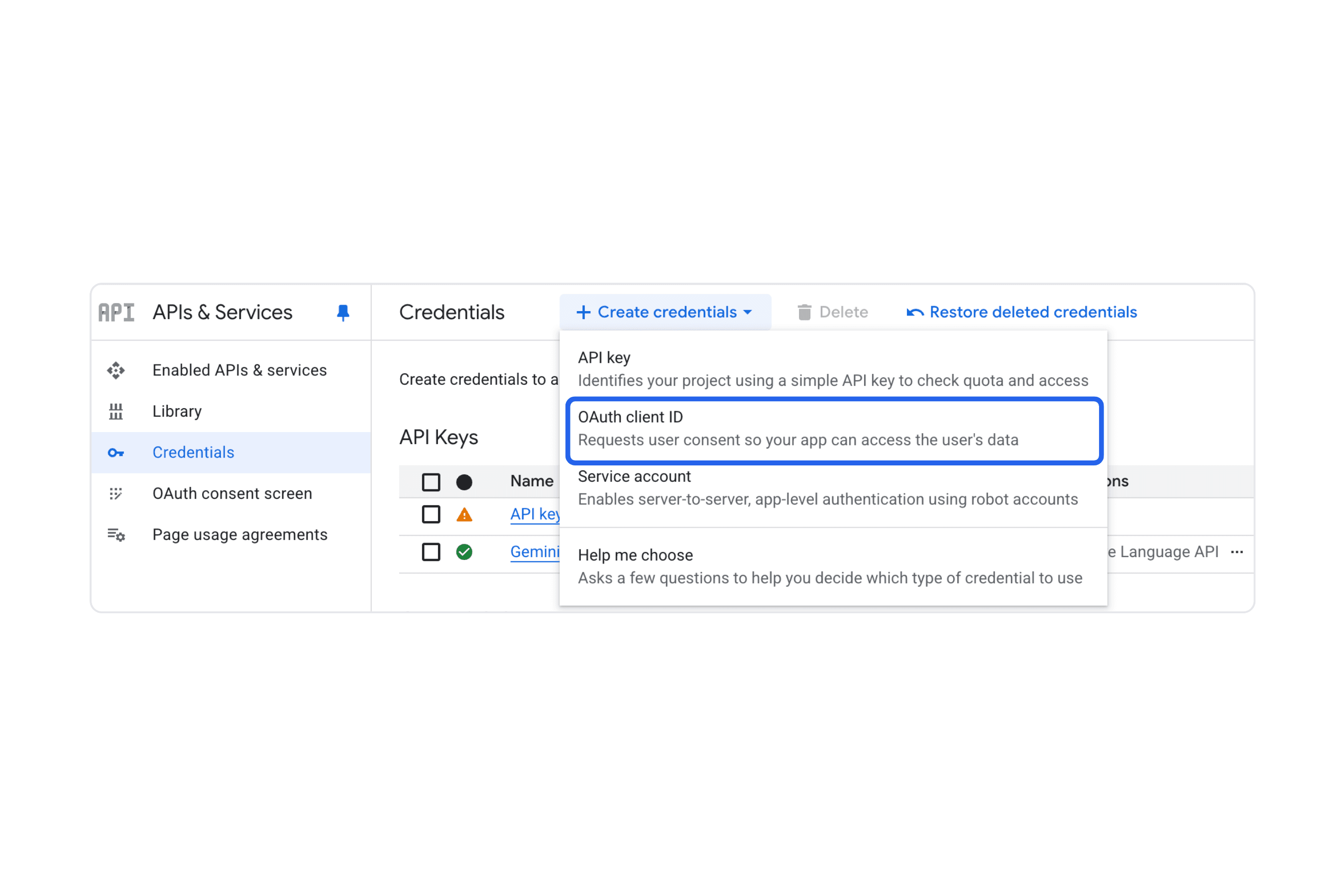 Step 4: Create credentials