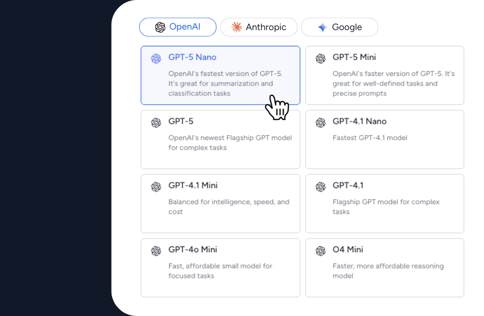 LLMs from different providers